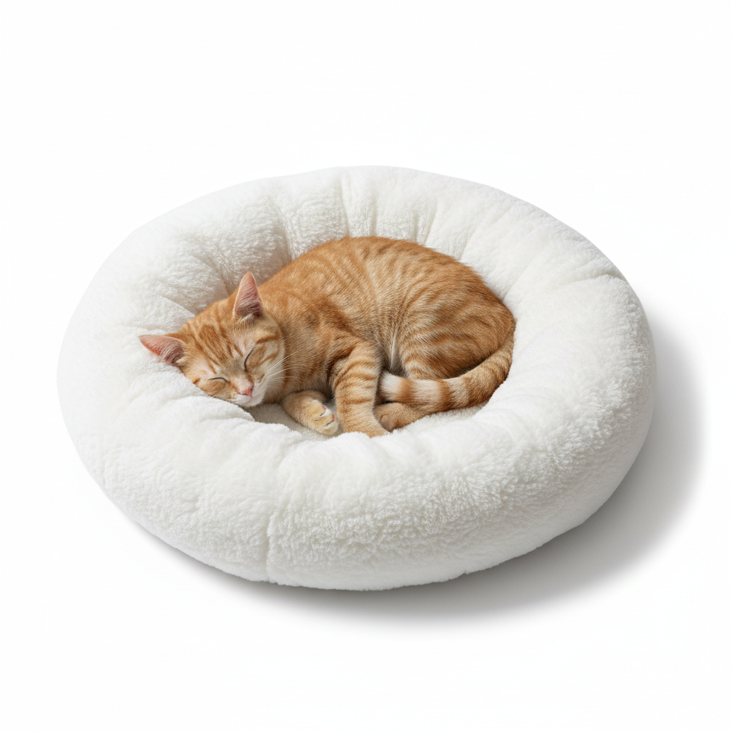 Round plush cat bed.
