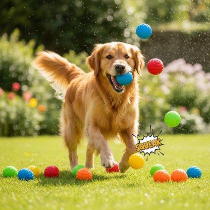 8 Pack Squeaky Dog Toy Balls