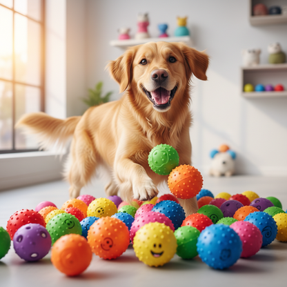 8 Pack Squeaky Dog Toy Balls
